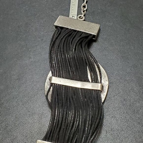 *Sale* Silver tone swirl with black cord bracelet - Picture 5 of 8